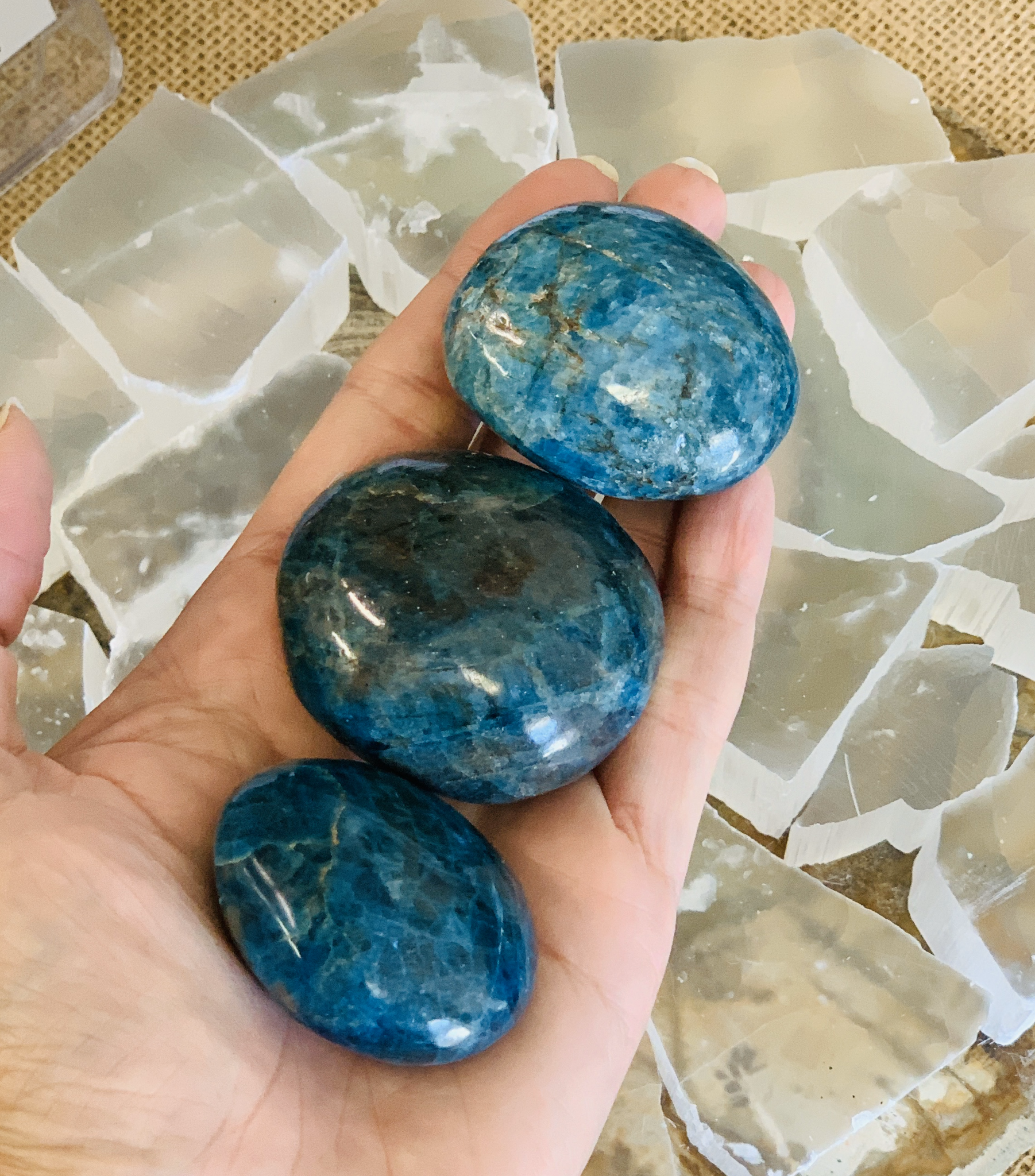 Apatite, Blue, Palm Stones (Small)