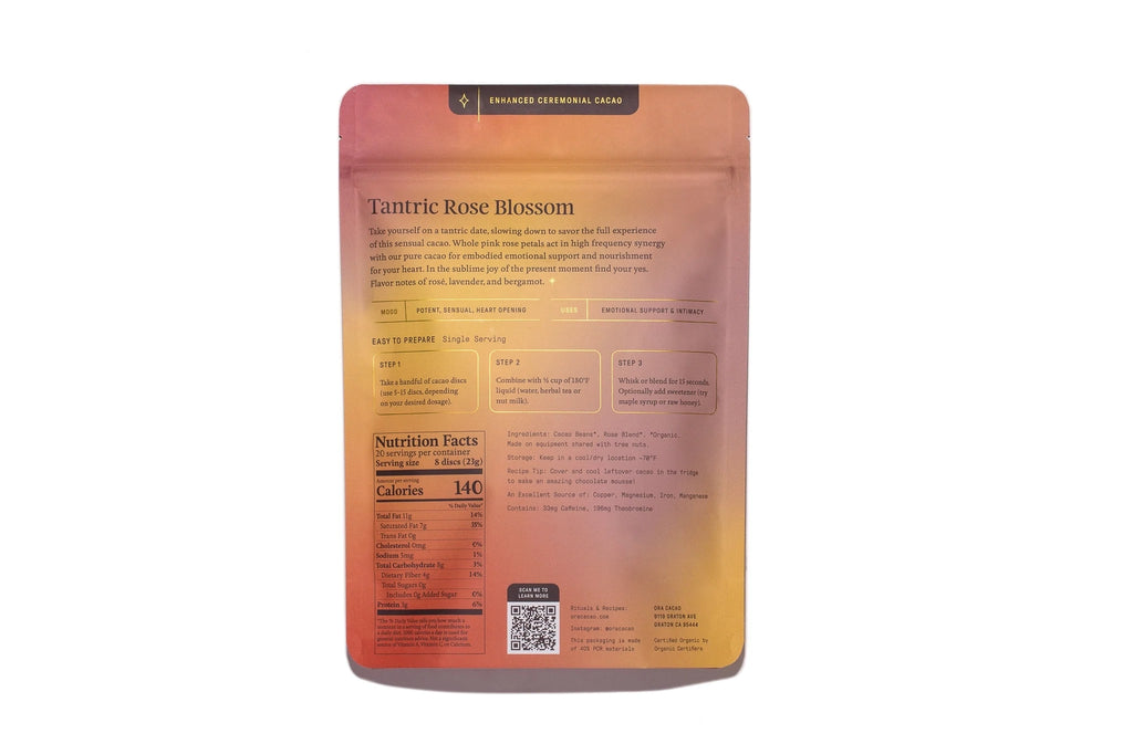 Tantric Rose Blossom Infused Cacao, Organic