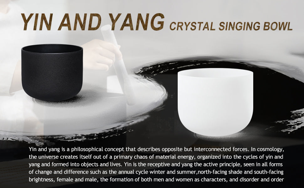 2 PCS Frosted Yin/Yang Crystal Singing Bowls