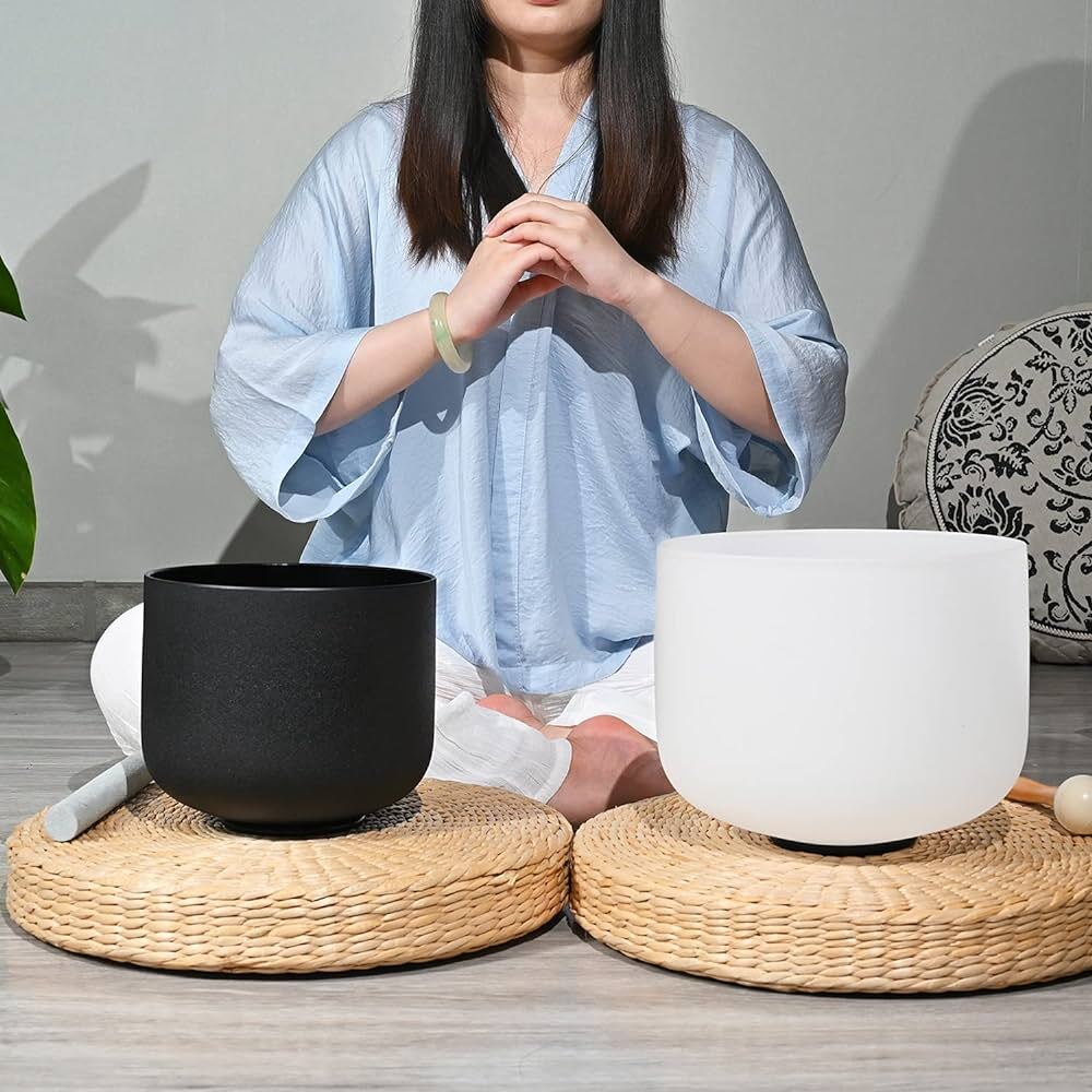 2 PCS Frosted Yin/Yang Crystal Singing Bowls