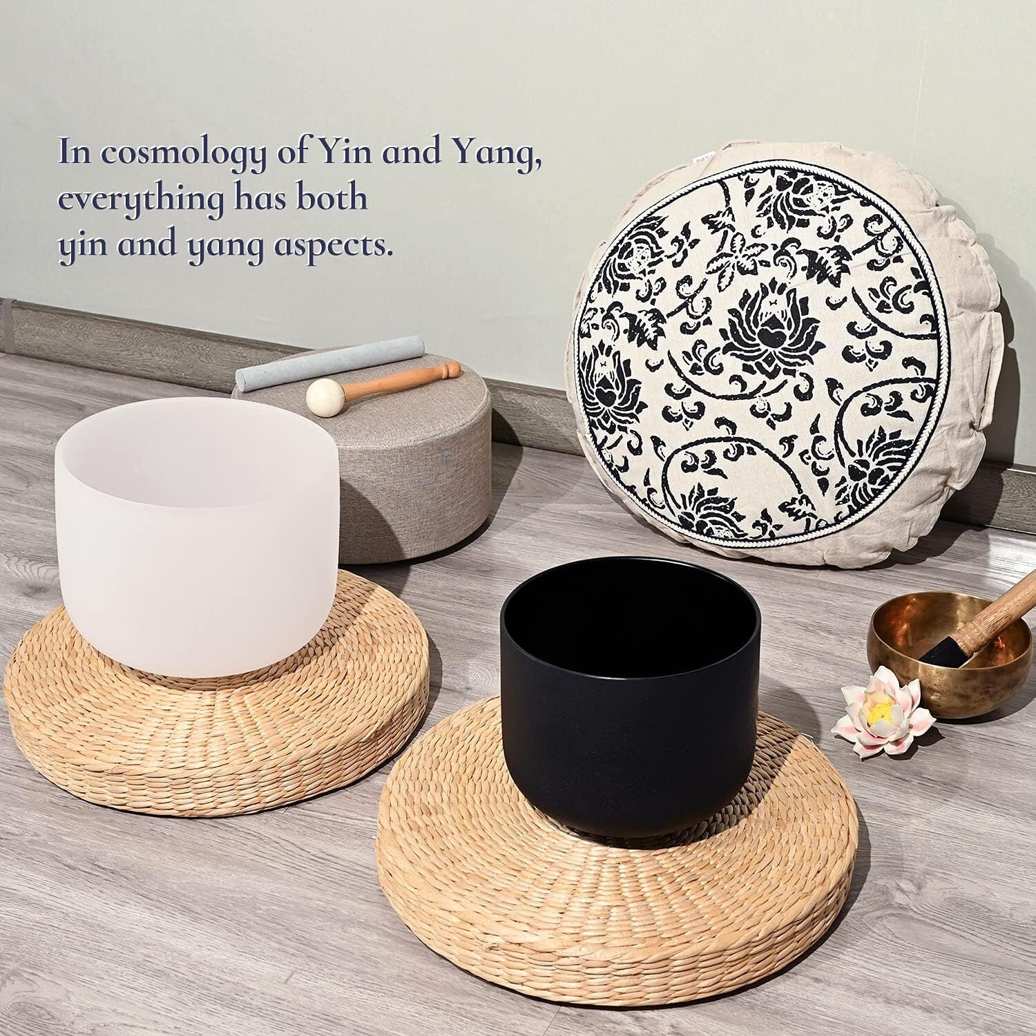 2 PCS Frosted Yin/Yang Crystal Singing Bowls
