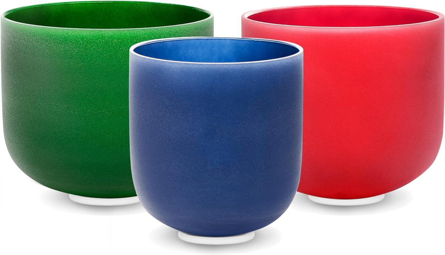 3 PCS Colored Frosted Chakra Quartz Crystal Singing Bowls (Compact Size)