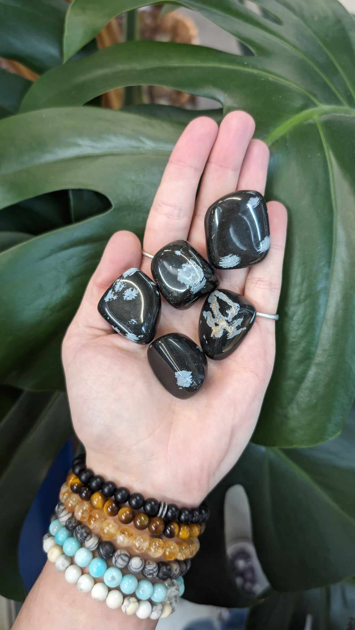 Obsidian, Snowflake, Tumbled