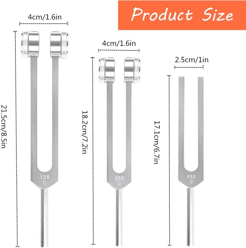 3-Piece Tuning Fork Set (128Hz, 256Hz, 512Hz)