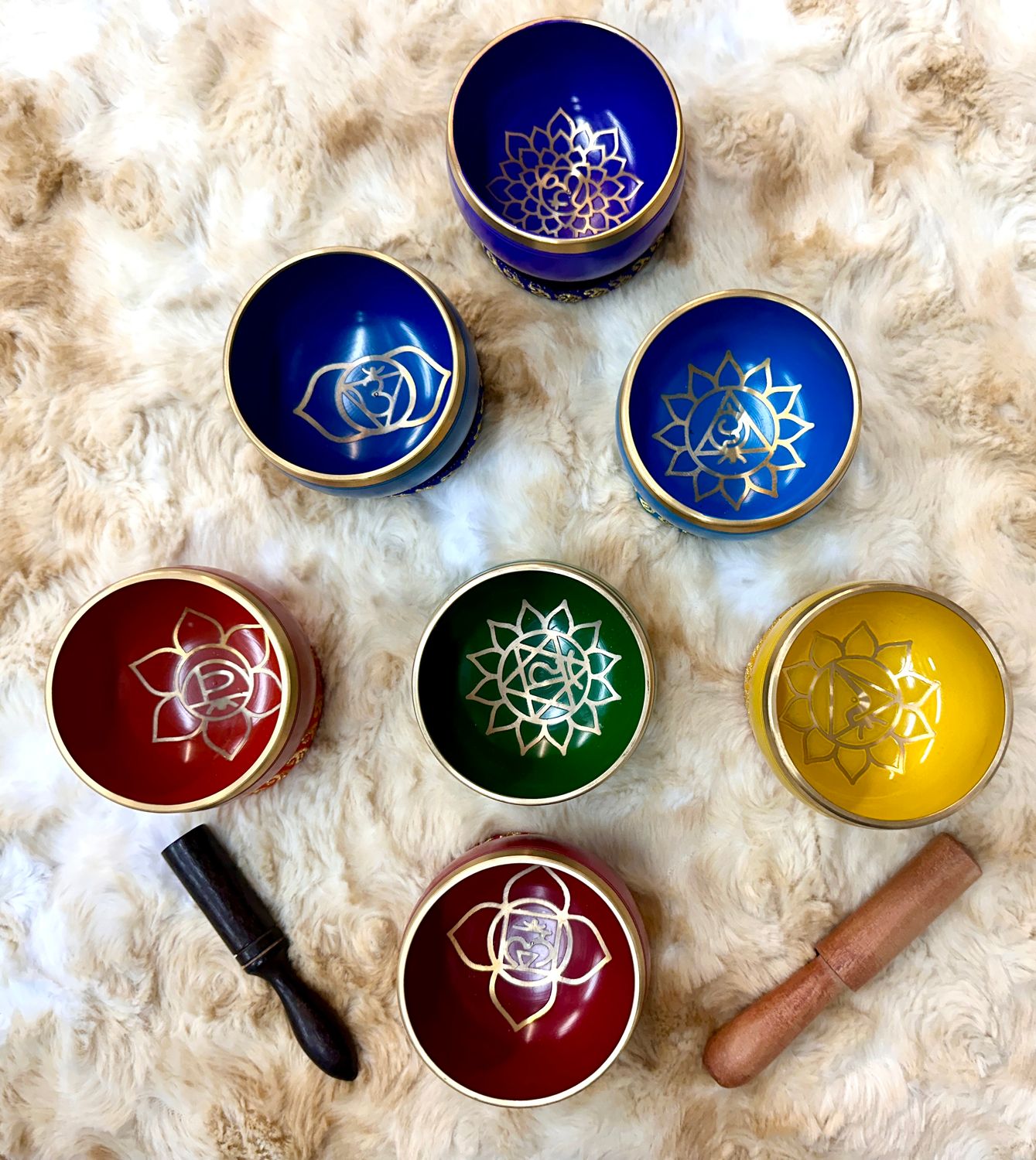 7-Chakra Beginner's Tibetan Singing Bowl Set