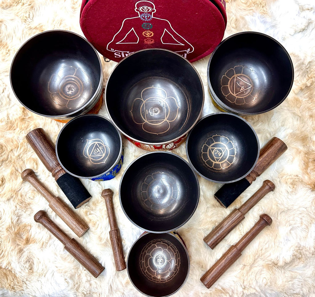 7 Chakras Tibetan Singing Bowl Set – Raven Moon Emporium