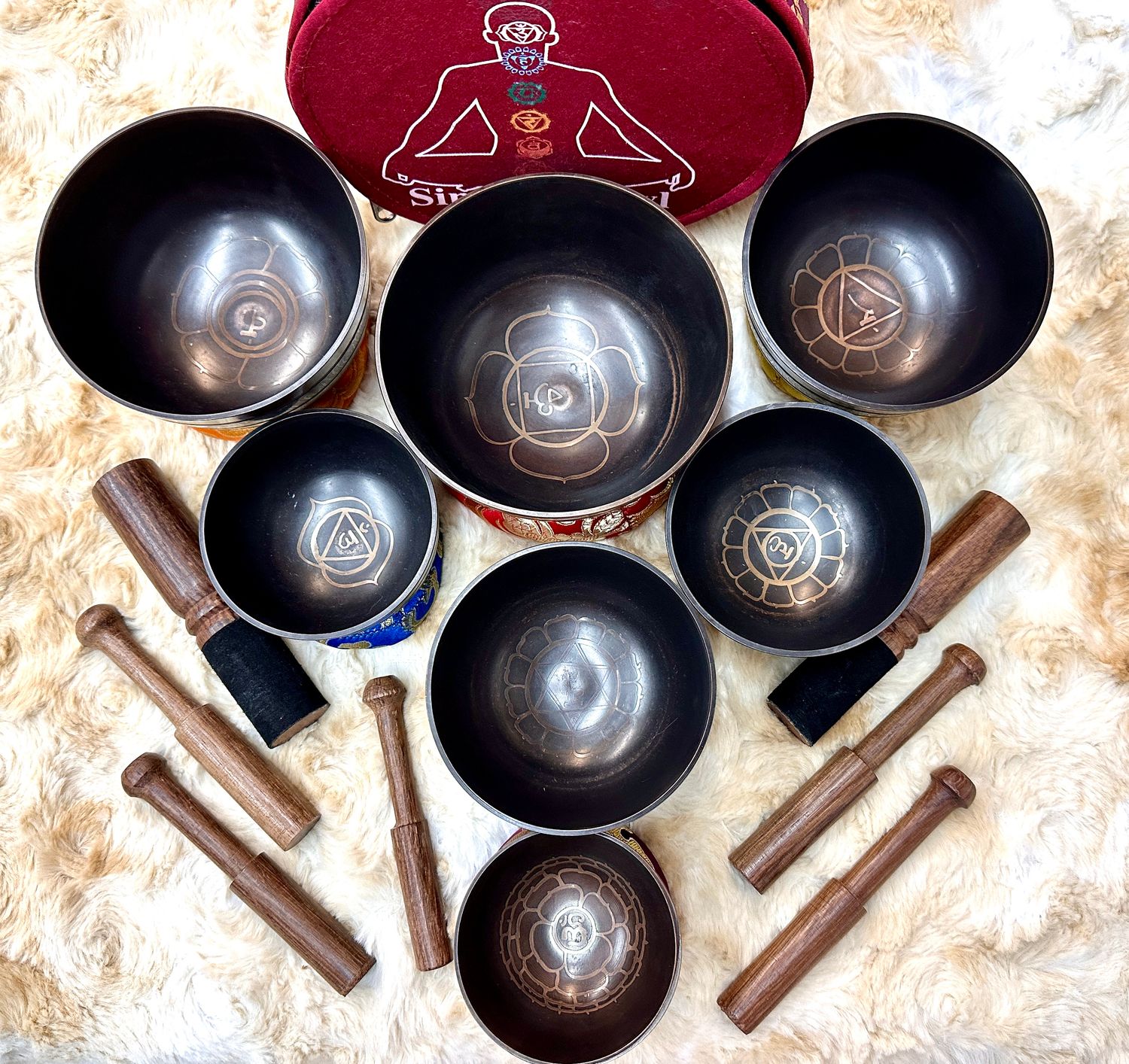 7 Chakras Tibetan Singing Bowl Set