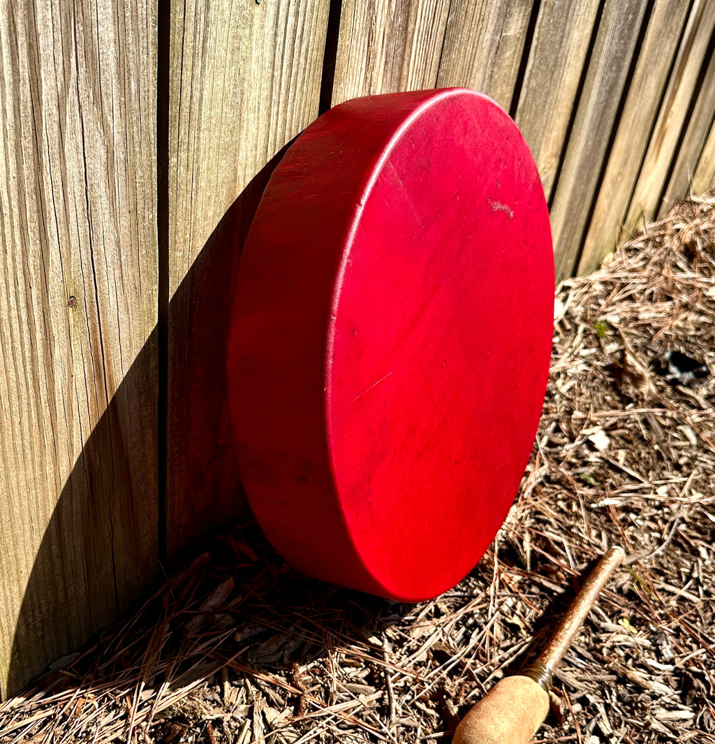 14" Deer Hide Drum, Red