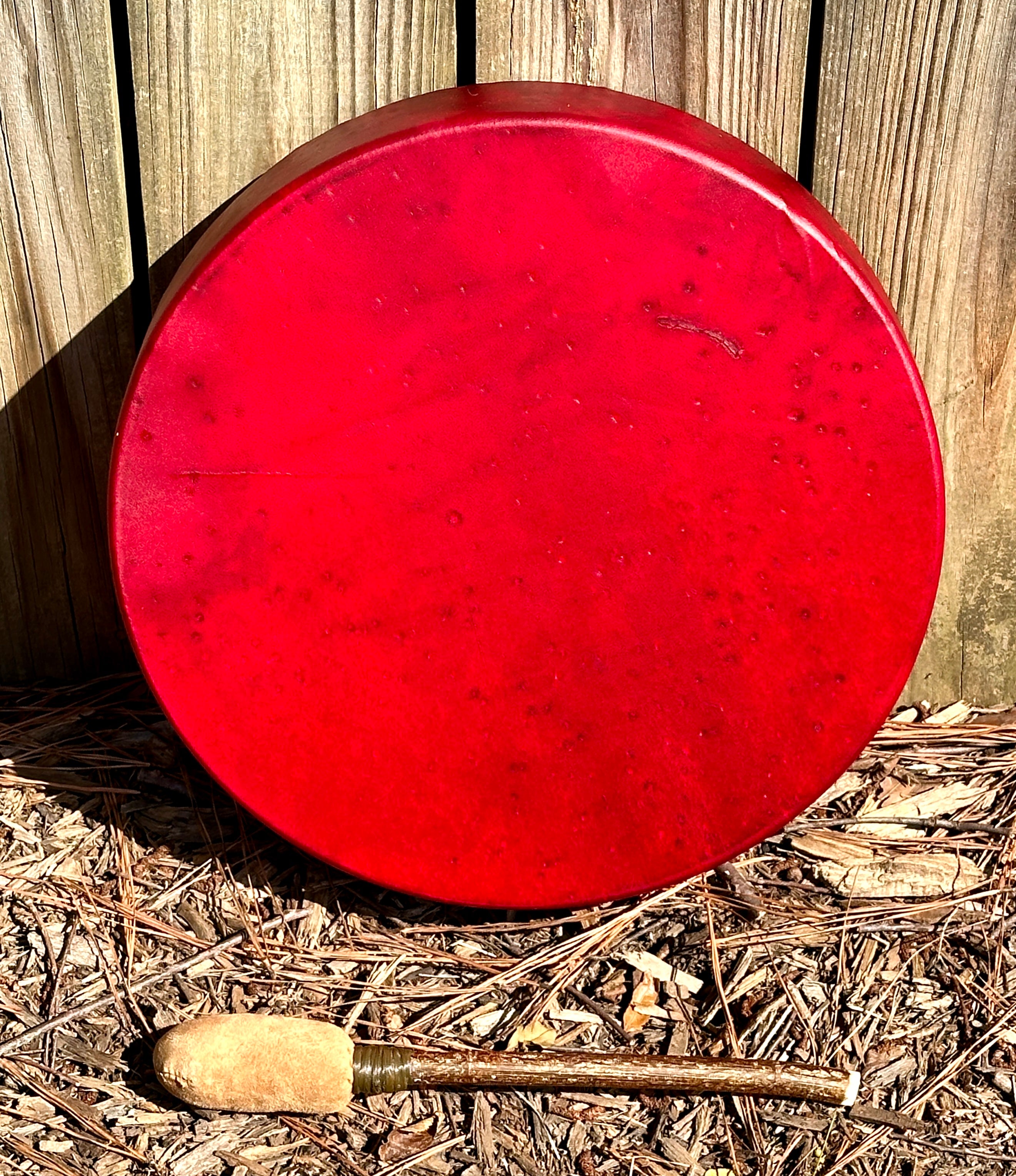 14" Deer Hide Drum, Red