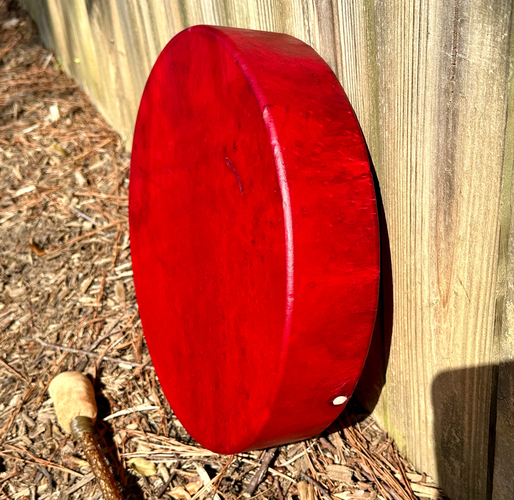 14" Deer Hide Drum, Red