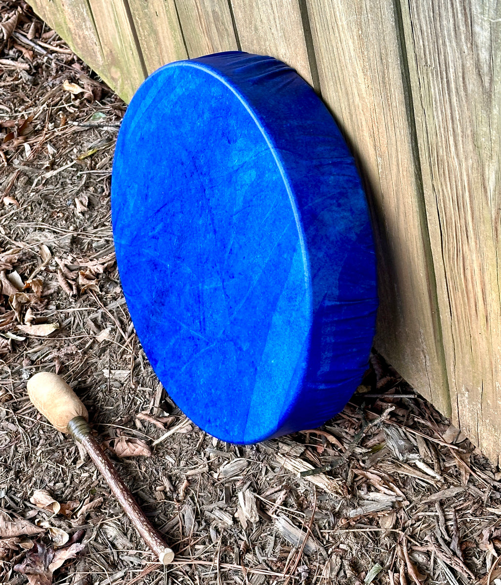 14" Deer Hide Drum, Blue