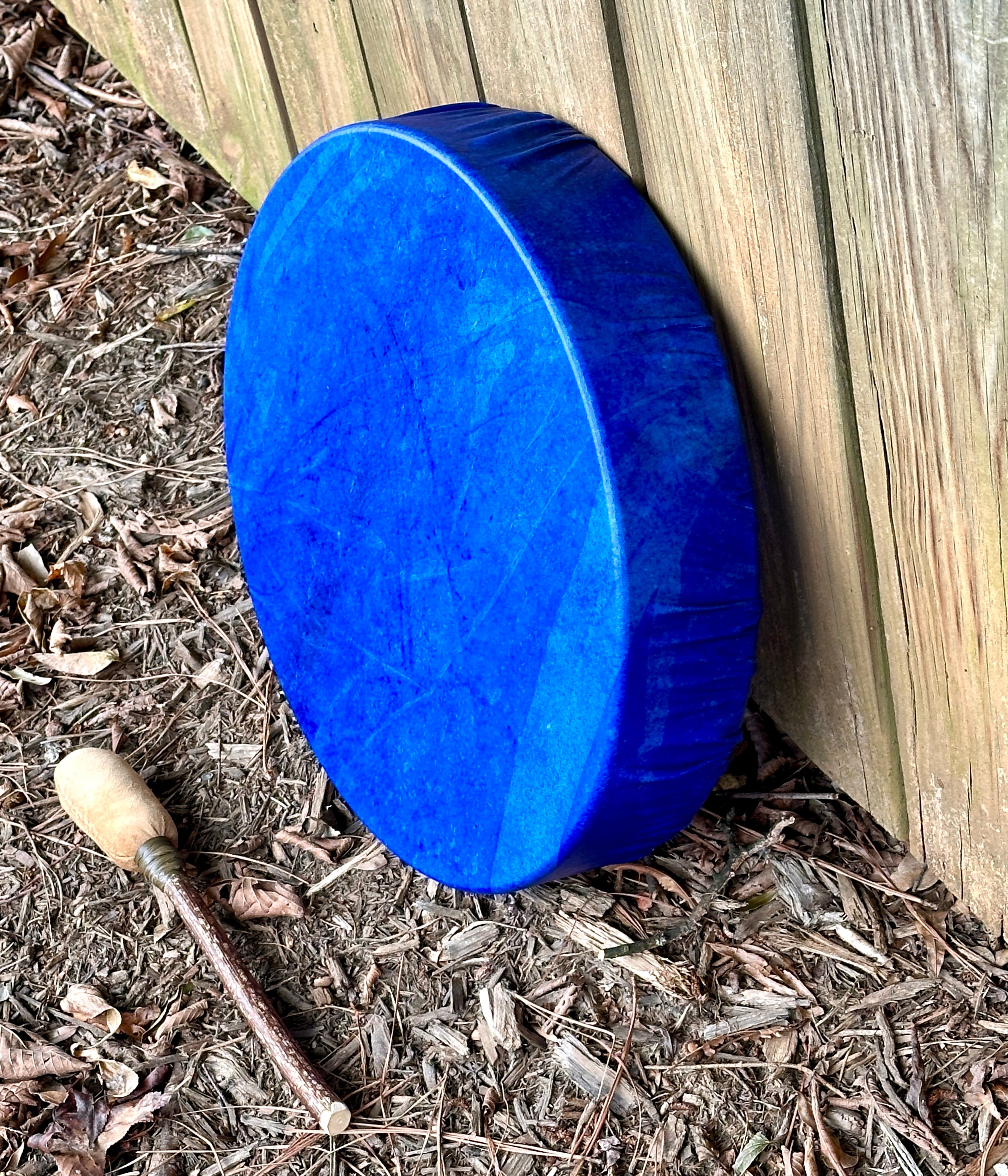 14" Deer Hide Drum, Blue