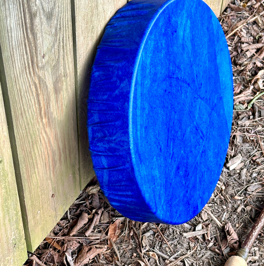 14" Deer Hide Drum, Blue