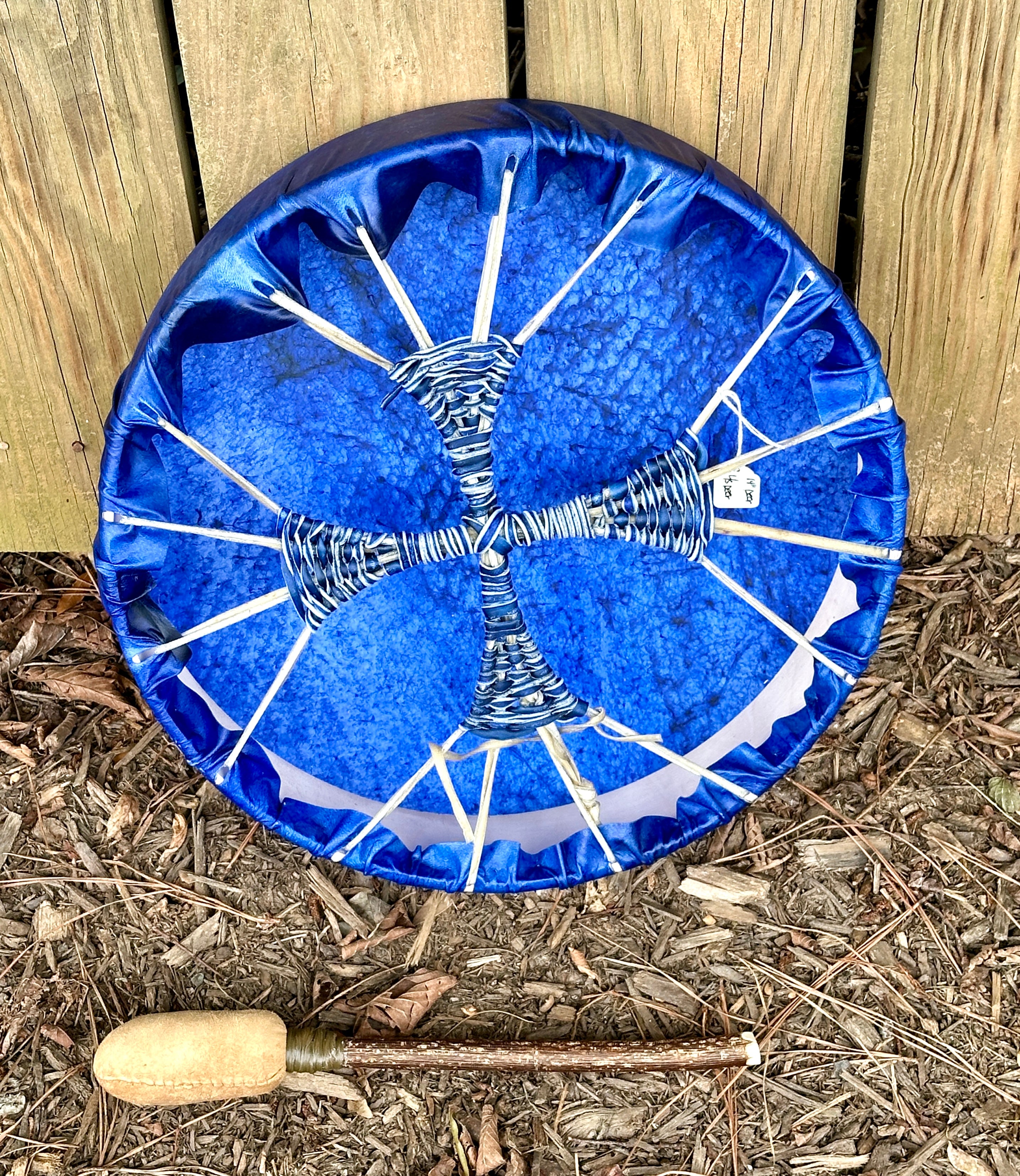 14" Deer Hide Drum, Blue