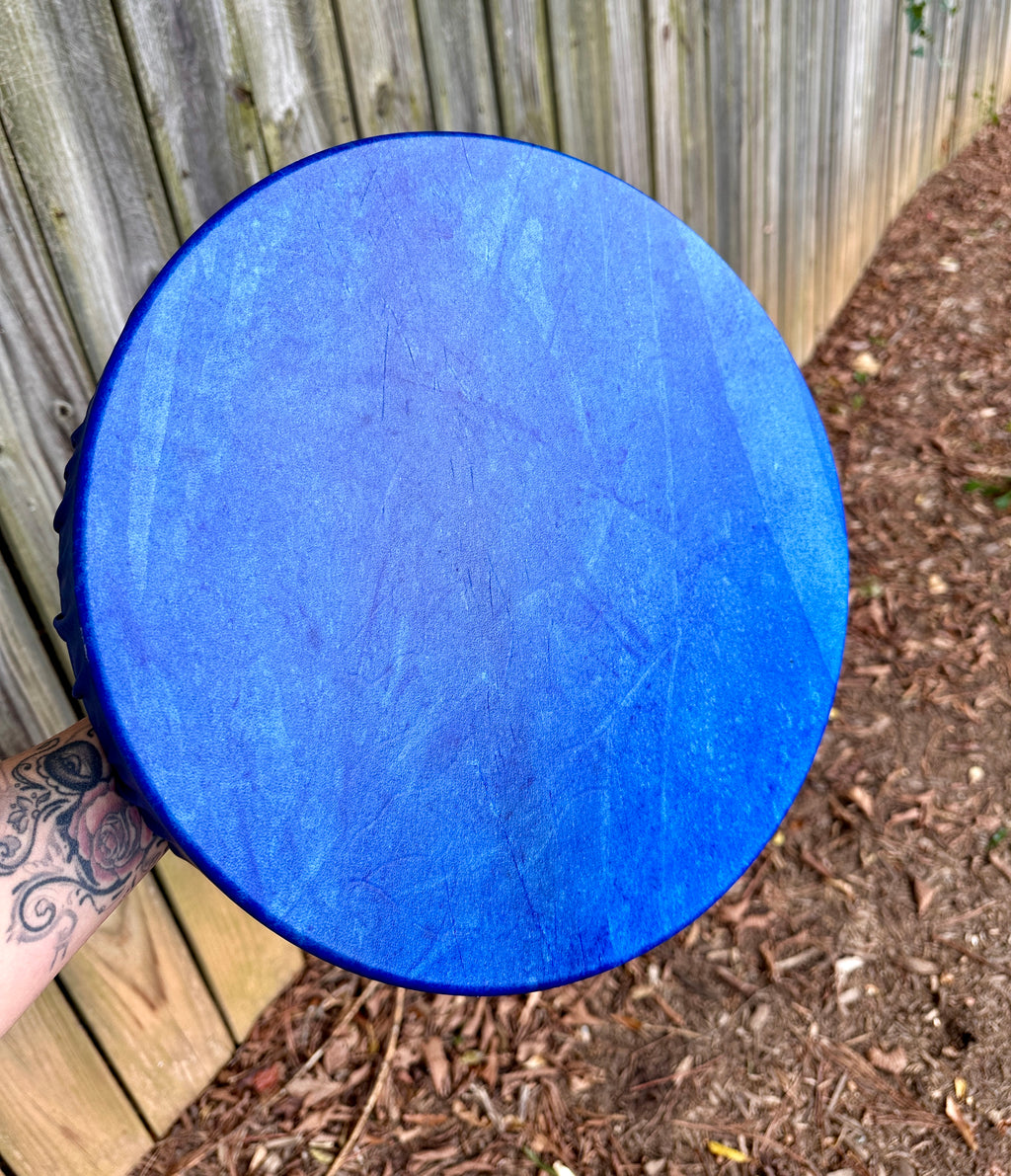 14" Deer Hide Drum, Blue