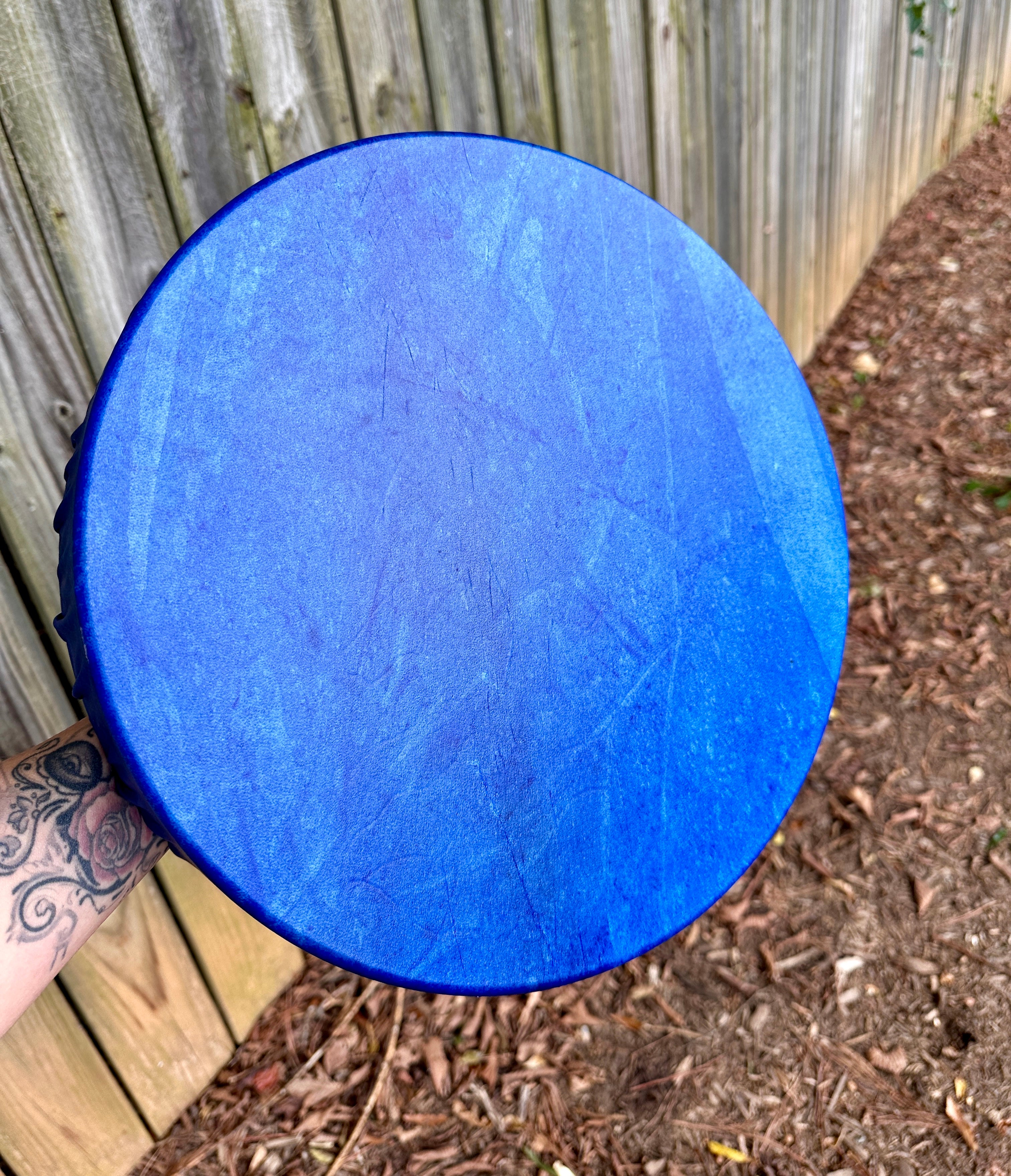 14" Deer Hide Drum, Blue