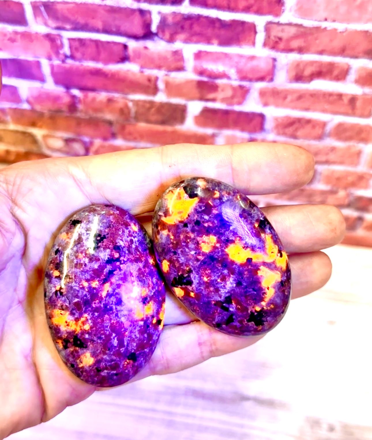Yooperlite (Sodalite-Rich Syenite) Palm Stones