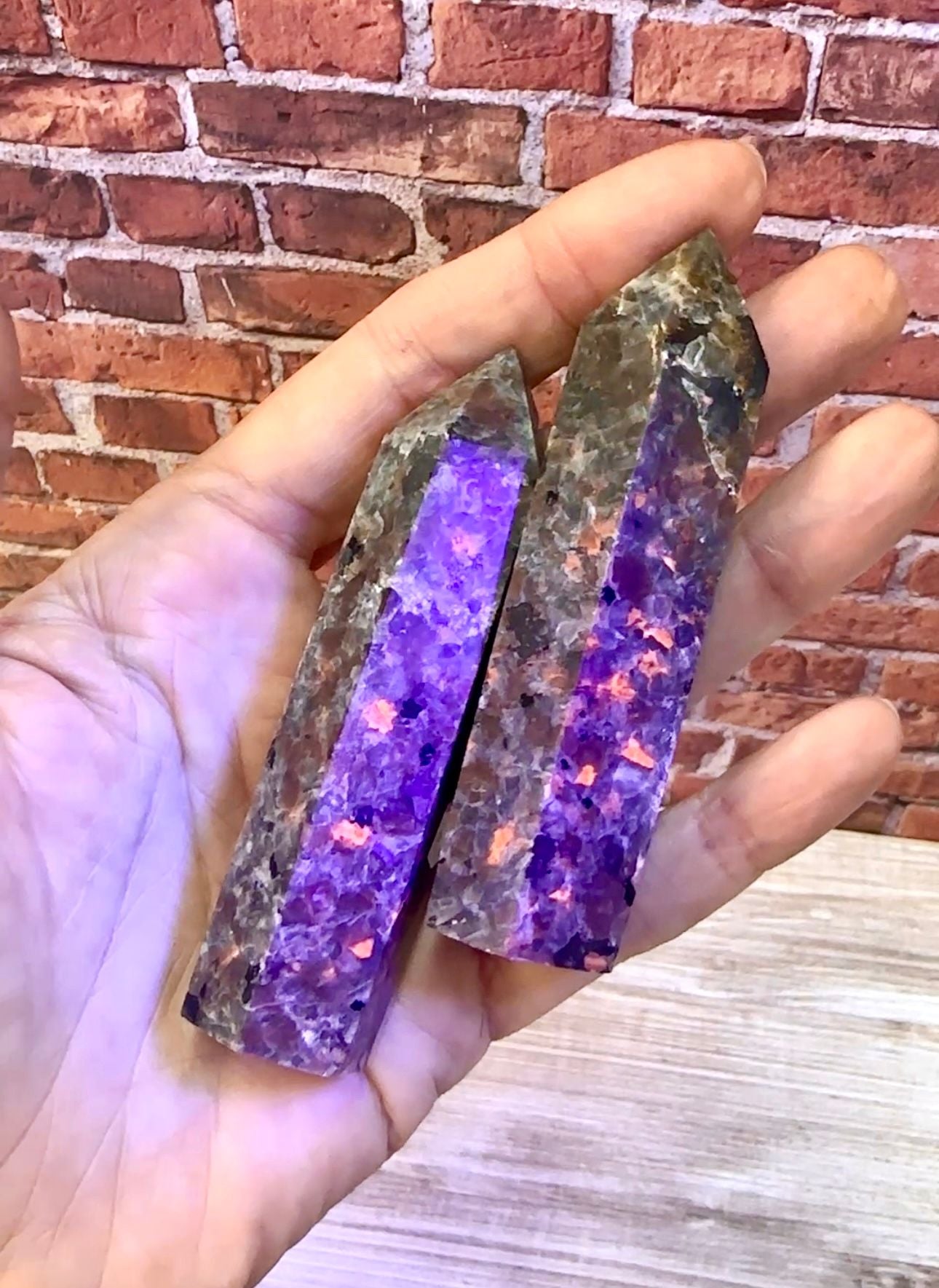 Yooperlite (Sodalite-Rich Syenite) Palm Stones