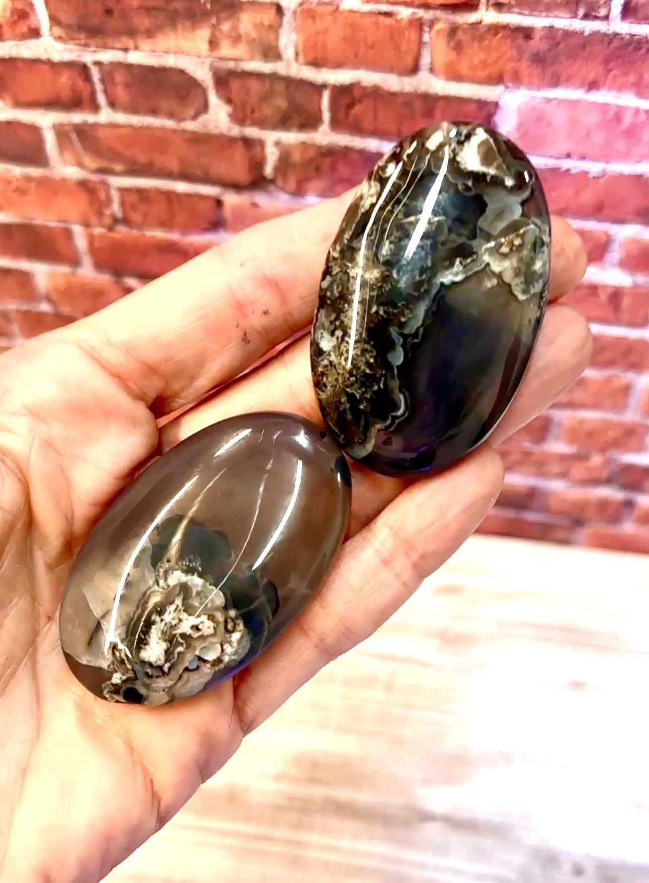 UV Agate (Volcanic Agate) Palm Stones