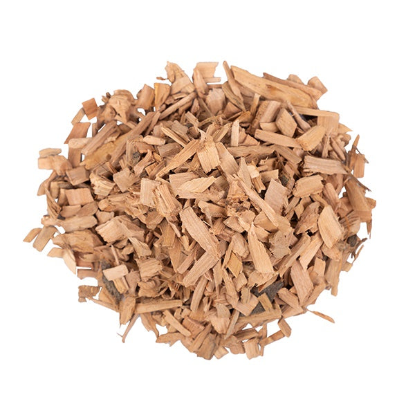 Pile of apple wood chips on a white background