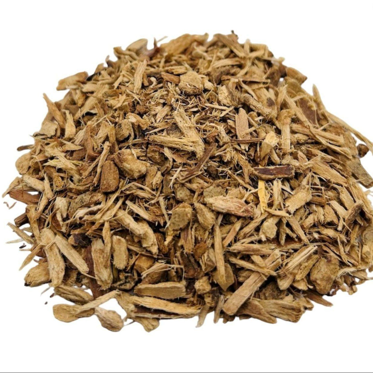 A pile of pieces of European ash bark on a white background.